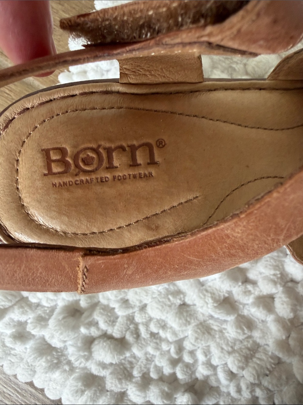 BORN leather sandal wedge heels size 7 brown cushioned insole - Picture 6 of 6
